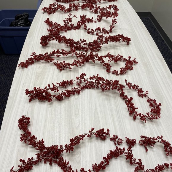 Rare Vintage Pottery Barn Glass Pepperberry Beaded Garland Red - Picture 2 of 8